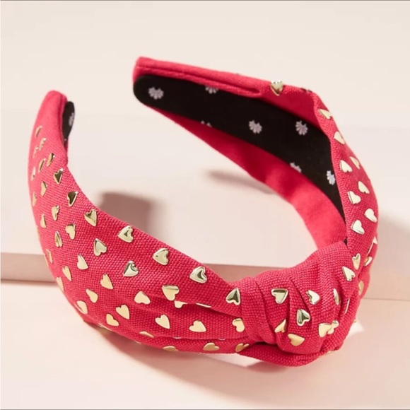 Anthro Gold Heart Studded Red Headband - Picture 3 of 16